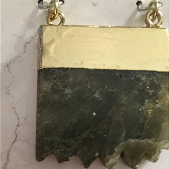 New Brown Sideways Natural Stone Pendant Connector - Picture 2 of 11